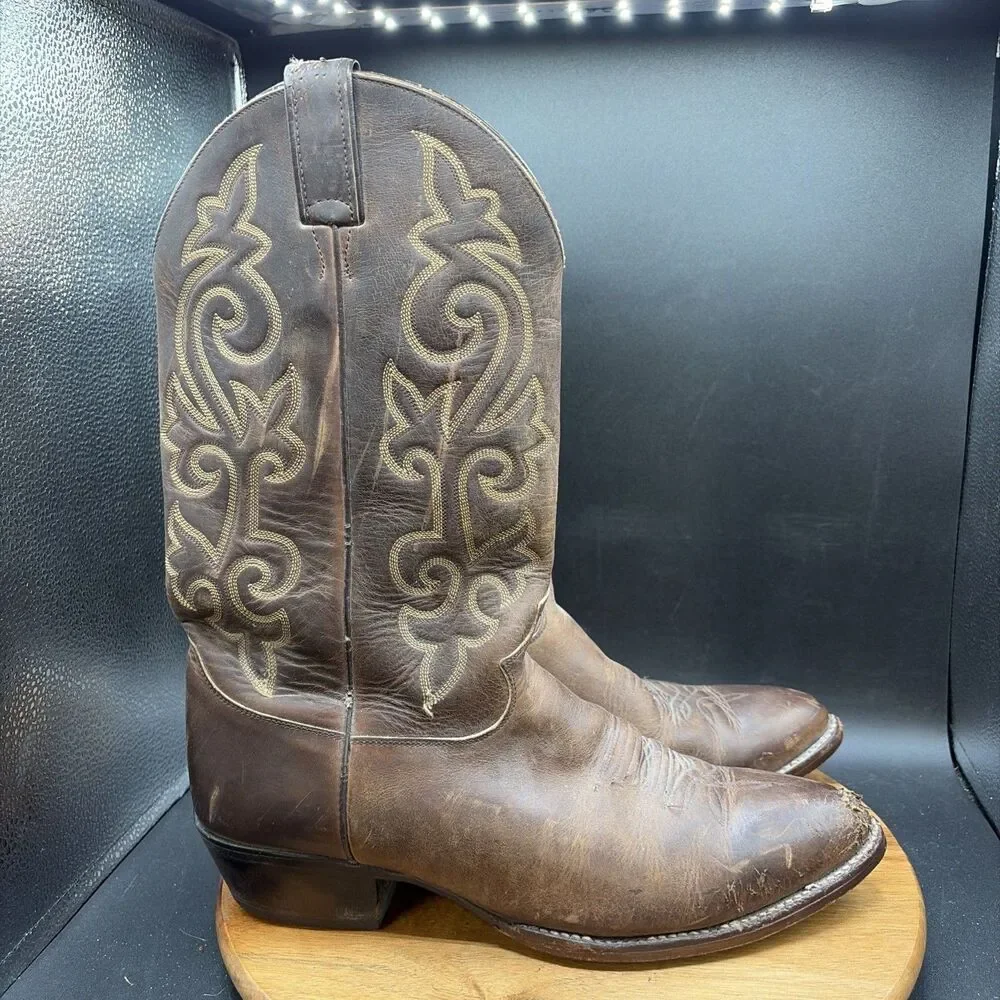 Justin 2253 Cowboy Boots Mens Size 12 EE Brown Buck Bay Apache Western Made USA